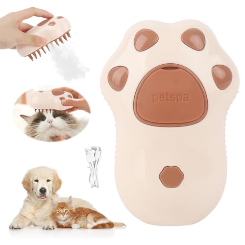 JOAASU Cepillo de Vapor Para Gatos, 3-en-1 Steamy Cat Brush, Cepillo para gatos a vapor autolimpiante, para Cachorros de Gatos Cortos, Medianos y Largos, para Mudar de Pelo