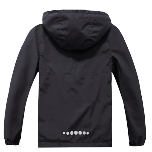 Image of Boys Girls Rain Jackets Waterproof Hooded Fleece Raincoats Lightweight Windbreakers for Kids