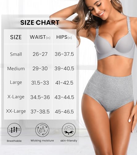 Image of High Waisted Postpartum Underwear Womens Cotton Underwear Soft Breathable Full Coverage Stretch Panties Multipack