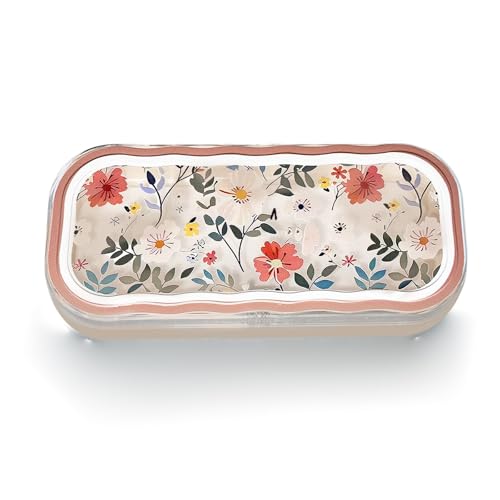 Estuche rígido para gafas con flores rosas – Bonita caja transparente para guardar gafas, Estuches elegantes para gafas para mujeres y niños, caja de almacenamiento de gafas portátil y liviana.