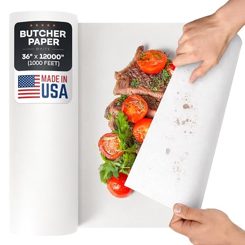 Image of White Butcher Paper 36 inch x 12000 inch (1000 feet) - USA-Made Natural Paper Roll