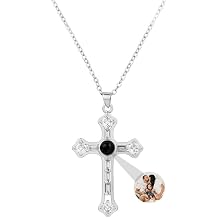 Custom Cross Photo Necklace Personalized Photo Projection Necklaces with Picture Inside Cross Necklace for Men Picture Necklaces Personalized Photo Memorial for Dad Husband Couples Women