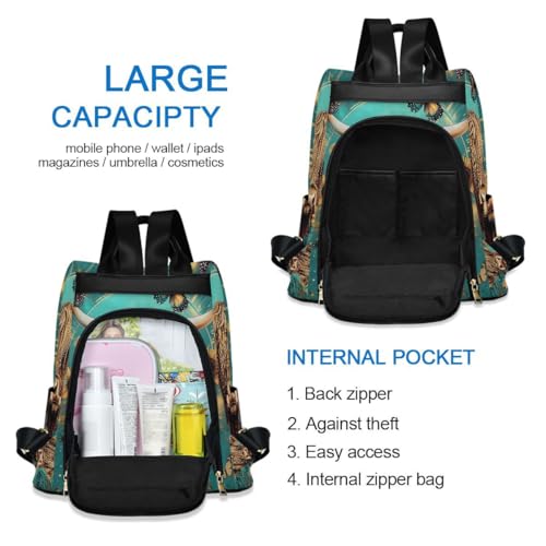 Image of ALAZA Highland Cow Butterfly Rose Trips Hiking Camping Rucksack Pack for Women