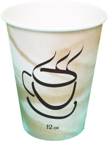 PHC122050CD Paper Hot Cups with Coffee Design, 12 oz. Capacity, Packed 20 Bags of 50 Cups (Pack of 1000)