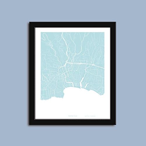 Santa Cruz map, Santa Cruz map art, Santa Cruz wall art poster, Santa Cruz decorative map