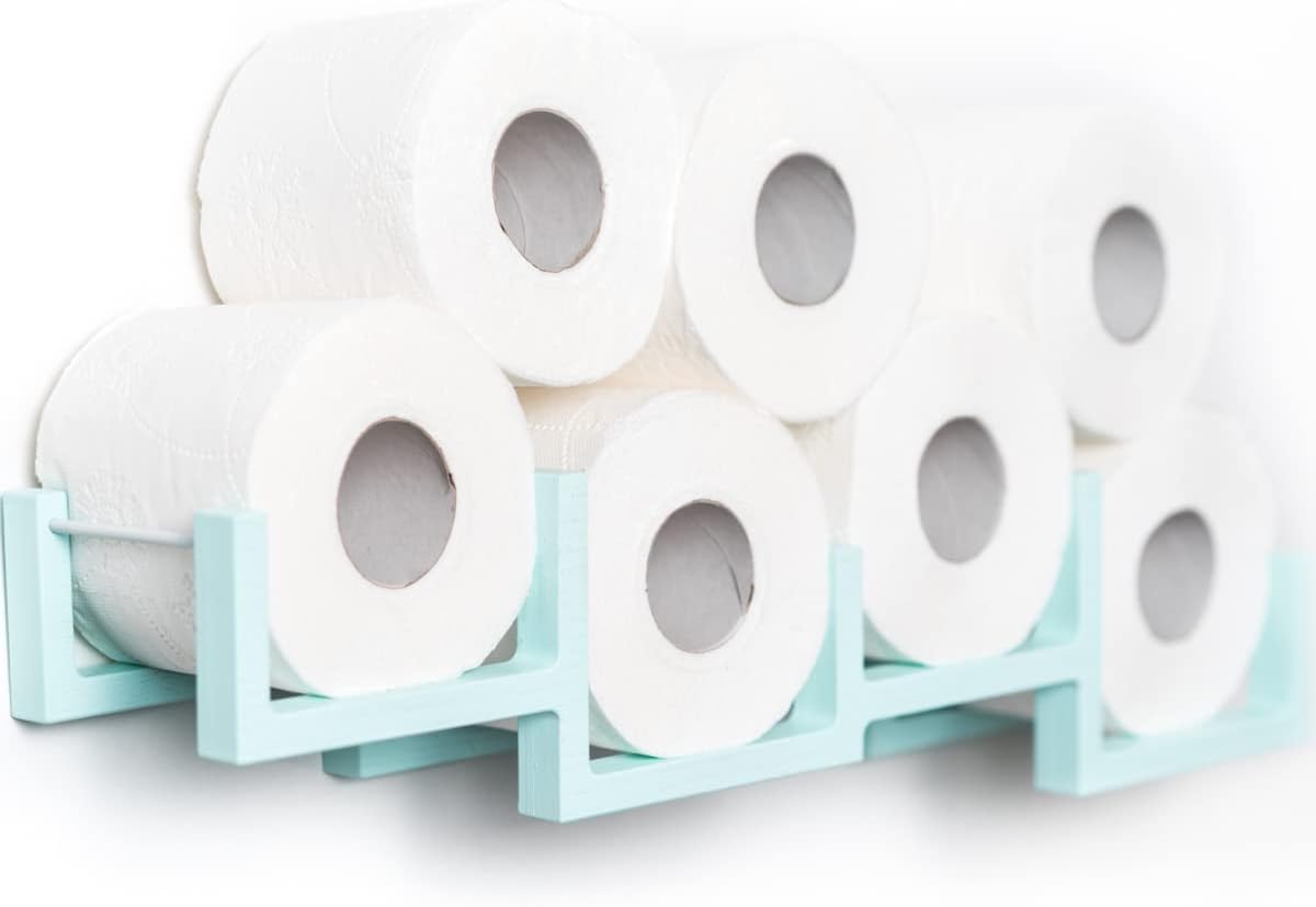 Wood toilet paper holder shelf wood holder for toilet paper-Bricks (Blue)