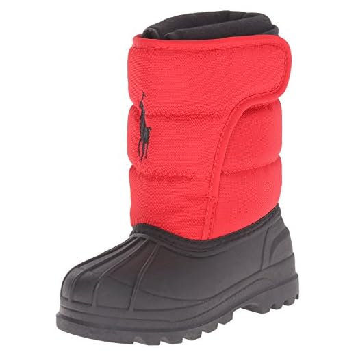 Polo Ralph Lauren Kids Girls Hamilten II EZ Winter Fashion Boot, Red/Black, 8 Little Kid