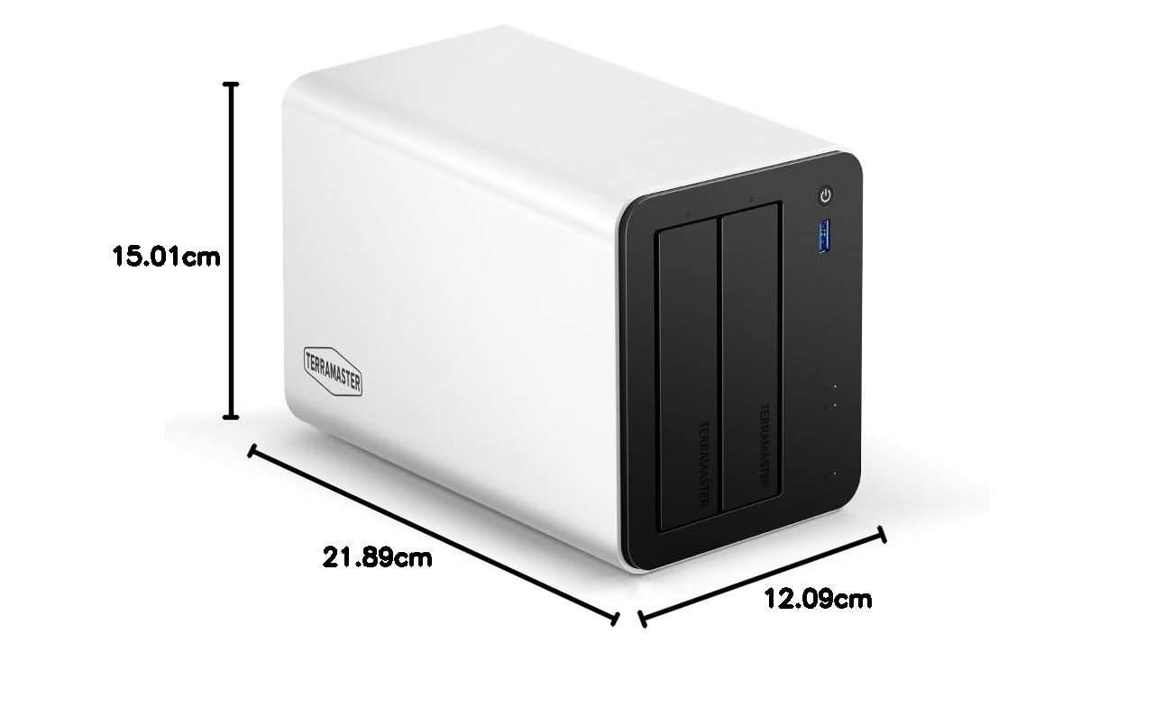 TERRAMASTER F2-425 Plus NAS-Speicher mit 2 Einschüben, Intel N150 Quad-Core CPU, 8 GB DDR5 RAM, 2X 5GbE LAN, 3X M.2 Steckplatz, Netzwerkspeicher für Teamarbeit und Multimedia-Server (ohne Festplatte)