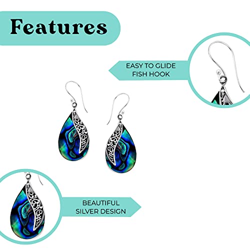 shop lc 925 sterling silver abalone shell dangle drop elegant earrings costume jewelry for women birthday gifts for women