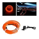 EL Wire Interior Car LED Strip Lights, 10FT/3M USB Auto Neon Light Strip with Sewing Edge, Electroluminescent Car Ambient Lighting Kits with Fuse Protection, Car Decoration Accessories (Orange/10FT)