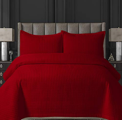 Tribeca Living COMOQUILT Quilt Set, Queen, Red
