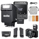 Godox iT22 S Mini Flash for Sony Camera Built-in 7.4V 300mAh Battery Manual/TTL Modes 700+ Flashes 1.5s Recycle Hot Shoe Flash with Diffuser/Color Filters Accessories for Sony zev10 ect