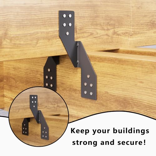 Image of 50pcs 16-Gauge Thick Hurricane Straps, Black Powder-Coated Rafter Ties | Heavy Duty Left Rafter Brackets, Strong Hurricane Clips, Tie Brackets for House, Roof Trusses, Shed, Building (Left)