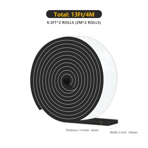 Image of Weather Stripping Tape for Door,High Density CR,2 in x 1 /4 in x 13Ft