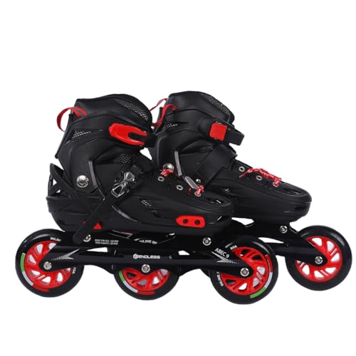 ENDLESS EL1033 Inline Adjustable Skate | Color: Red | Size: Large (US5-US11) | for Unisex 12 Years & Above | Aluminium Chassis & 100 mm PU 3 Wheels | with ABEC 9 Bearings | Indoor-Outdoor