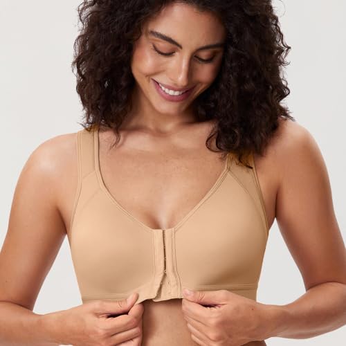 Image of DELIMIRA Women's Front Closure Posture Wireless Back Support Full Coverage Bra