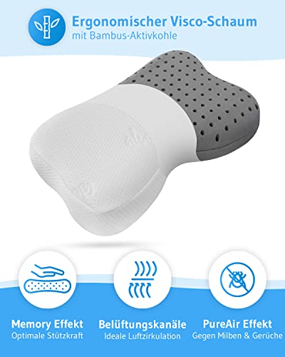 Nackenstützkissen Recovery mit pflegendem Aloe Vera Kissen-Bezug | HWS-Kopfkissen für aktive...