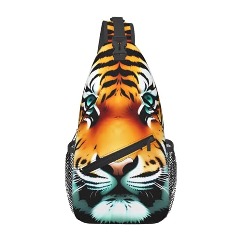 Bolso Sling Cross Chest Little Fat Tiger Head negro miniatura 1