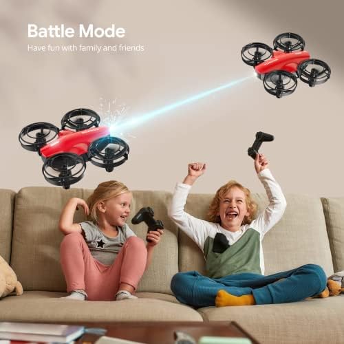 Tomzon Mini Drone for Kids with Battle Mode, A24 Indoor Outdoor RC Drone Quadcopter with Throw to Go, High Speeds Rotation, Self Spin, RC Toys Gifts with 3 Batteries, 3D Flip and Headless Mode, Red