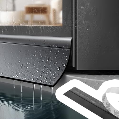 Self-Adhesive Drip Edge 1-2/8" Wide, 118" Rubber Rain Diverter, Transparent/Black/White, Prevents Rainwater Backflow, Ideal for Home & Garden Waterproofing