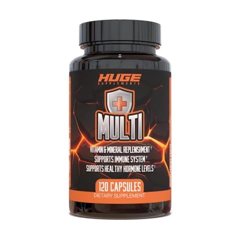Huge Multi, Multivitamin for Men, High-Performance All-in-One Formula for Athletes, Vitamin & Mineral Replenishment, Supports Immune System & Healthy Hormone Levels (120 Capsules) Cover
