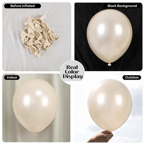 Image of Togvu Pearl White Sand Balloons, 50Pack 12 Inch Pearl Cream Beige Latex Party Balloons for Wedding Baby Bridal Shower Engagement Proposal Birthday Party Decorations