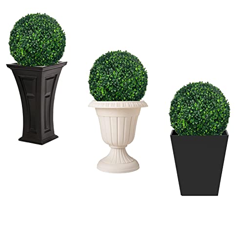Gilaree 2 Pcs 19.7" 4 Layers Artificial Boxwood Topiary Balls, Fake Bushes Boxwood Balls Outdoor Set Of 2, Garden Spheres Plant For Backyard,Balcony,Garden, Wedding And Home Décor #TOP4