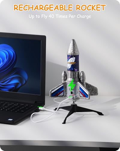 SainSmart Jr. Rakete Spielzeug mit Fallschirm, bis 61 m (Grau) – Ansicht 6