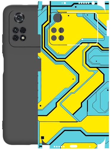 Image of AtOdds - Full Body Back Screen Guard Protector Film - Lamination Wrap Skin Sticker Compatible with Poco M4 PRO (4G) | Scratchproof Matte Finish (YellowLane)