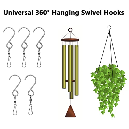 Tsocent Swivel Hooks, 6 Pack 360° Hanging Swivel Hooks With 12.9In Extended Chain For Outdoor Wind Spinners, Wind Chimes, Windsock And Crystal Twisters Parts Supplies (6 Pack) #TOP6