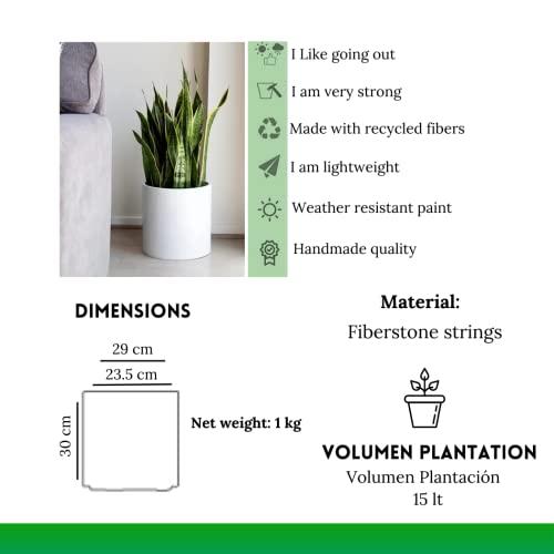 Elly Décor 10 Inch Fiberstone Planter Drainage Hole And Plug,Round Cylinder Pot, Ultra Lightweight Flower Pot,10 Inch, White #TOP4
