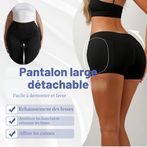 Hernin Culotte Push Up Fesse Femme Ventre Plat Amincissante Butt Lifter Shapewear Hip Enhancer Femme Culotte Sculptante Femmes Push Up (FR/ES, Alpha/Lettres, S, Taille Normale, Taille Normale, Noir) – vue 3