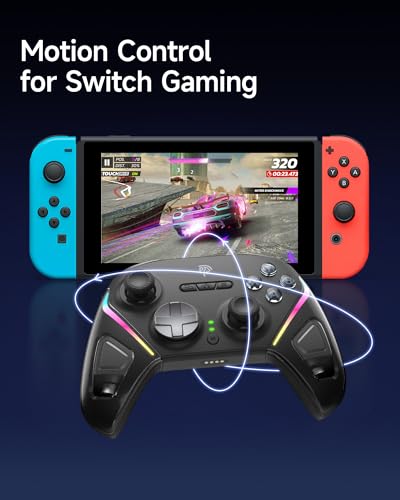 Image of EasySMX D10 Wireless Game Controller - TMR Anti-Drift Joysticks, Dual-Mode Triggers, 1000Hz Polling, Mechanical Buttons, RGB - Bluetooth Gamepad for PC /Switch /Switch2 /iOS /Android with Charging Dock