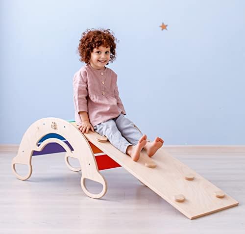 BusyKids Montessori Swing Wooden Climbing Rocker Balance board Multifunctional wooden Swing (Multicolor)