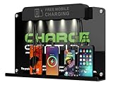 Wall Mounted Cell Phone Charging Station – 8-Port Fast Charging with 5 Type-C, 2 for Apple, 1 Micro USB – Built-in LED Lighting Perfect for Hospitals, Hotels, Universities, Gyms, Banks & Airports