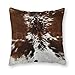 DKISEE Funda de almohada de lona, color marrón y blanco, diseño de piel de vaca, funda de cojín decorativa cuadrada para sofá, coche, decoración de cama de 50,8 x 50,8 cm
