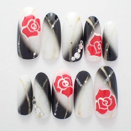 Amazon Dinaネイル 和風成人式赤薔薇アート レギュラーオーバルl 番 ネイルチップ ノーブランド品 ネイルチップ 通販