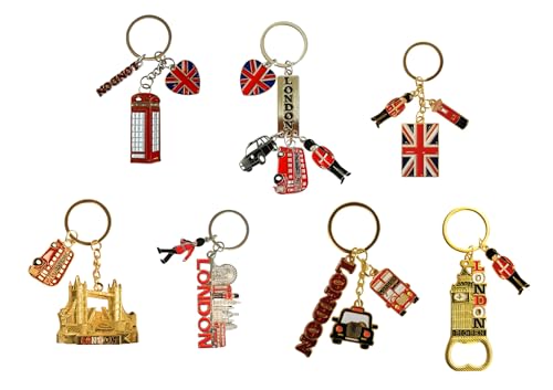 ShopEwebb Juego de 7 llaveros de recuerdo con iconos de Londres