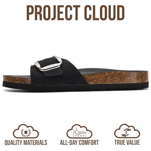 Image of Project Cloud 100% Genuine Leather Sandals Women Dressy Beach Essentials Slides for Women Footwear - Lightweight with Memory Foam Insole Sandals for Women 2026 - Womens Slides