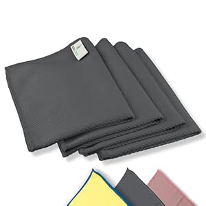 ELEXACLEAN Raamdoek streepvrij, microvezel poetsdoeken (4 stuks, 40×30 cm, antraciet) premium glazen poetsdoeken…