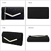 XFSRG Clutch Damen Glitzer Kleine Envelope Tasche Elegant Brauttasche Abendtasche mit Abnehmbarer Kette für Hochzeit Party Abschlussball(Schwarz) #2