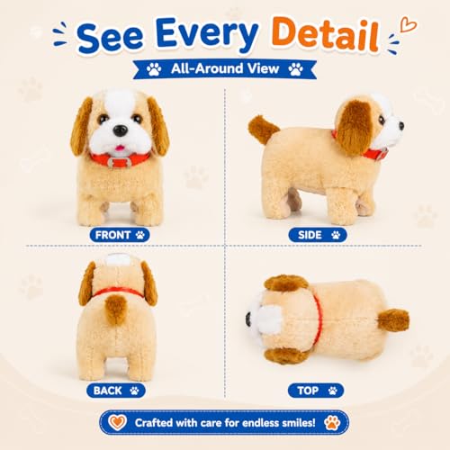Image of Monex Stationary Walking & Jumping Puppy Toy for Kids | Battery Operated Plush Dog with Barking Sound, Moving Legs & Back Flip Action | Interactive Soft Toy Gift for Boys & Girls