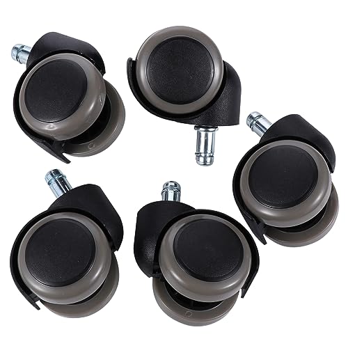 SHOWERORO 5pcs Office Chair Wheels Universal Pu Caster Gray 11mm Stem Retaining Ring for Desk Furniture Replacement
