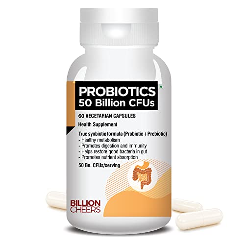 BillionCheers Probiotics Supplement 50 Billion CFUs for Women & Men | Lactobacillus for Better Immunity, Digestion & Gut Health with Prebiotic Fiber – 60 Veg Capsules BillionCheers Probiotics Supplement 50 Billion CFUs for Women & Men | Lactobacillus for Better Immunity, Digestion & Gut Health with Prebiotic Fiber – 60 Veg Capsules