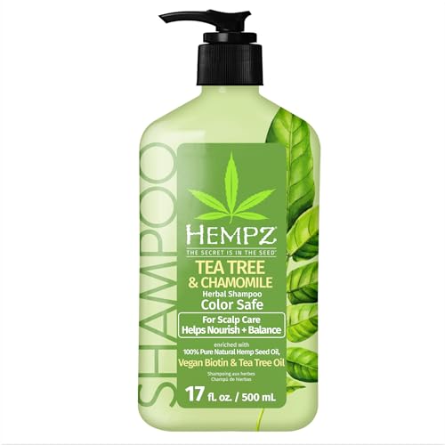 Image of Hempz Biotin Hair Shampoo - Tea Tree & Chamomile - For Scalp Care Hair Growth & Strengthening of Dry, Damaged and Color Treated Hair, Hydrating, Softening, Moisturizing - 17 Fl OZ
