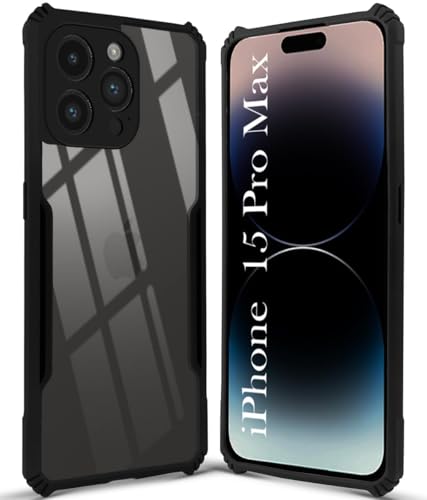 Image of Jkobi Back Case Cover for iPhone 15 Pro Max (Shockproof with Polycarbonate Clear Panel | Black)
