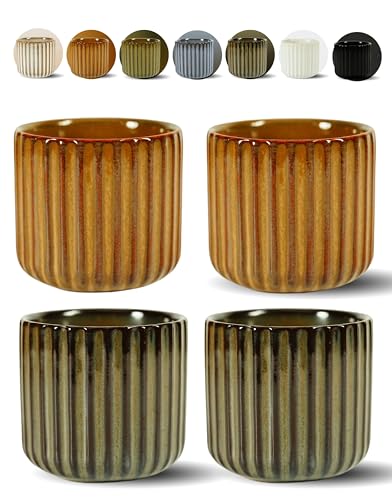 Erkundpresso.Kaffeebecher 4er Set 180ml Ohne Henkel Premium Barista Kaffeetasse aus Hochwertigem Steingut Dickwandiger Kaffeebecher - Entworfen für Latte Art - 100% Handfertigung