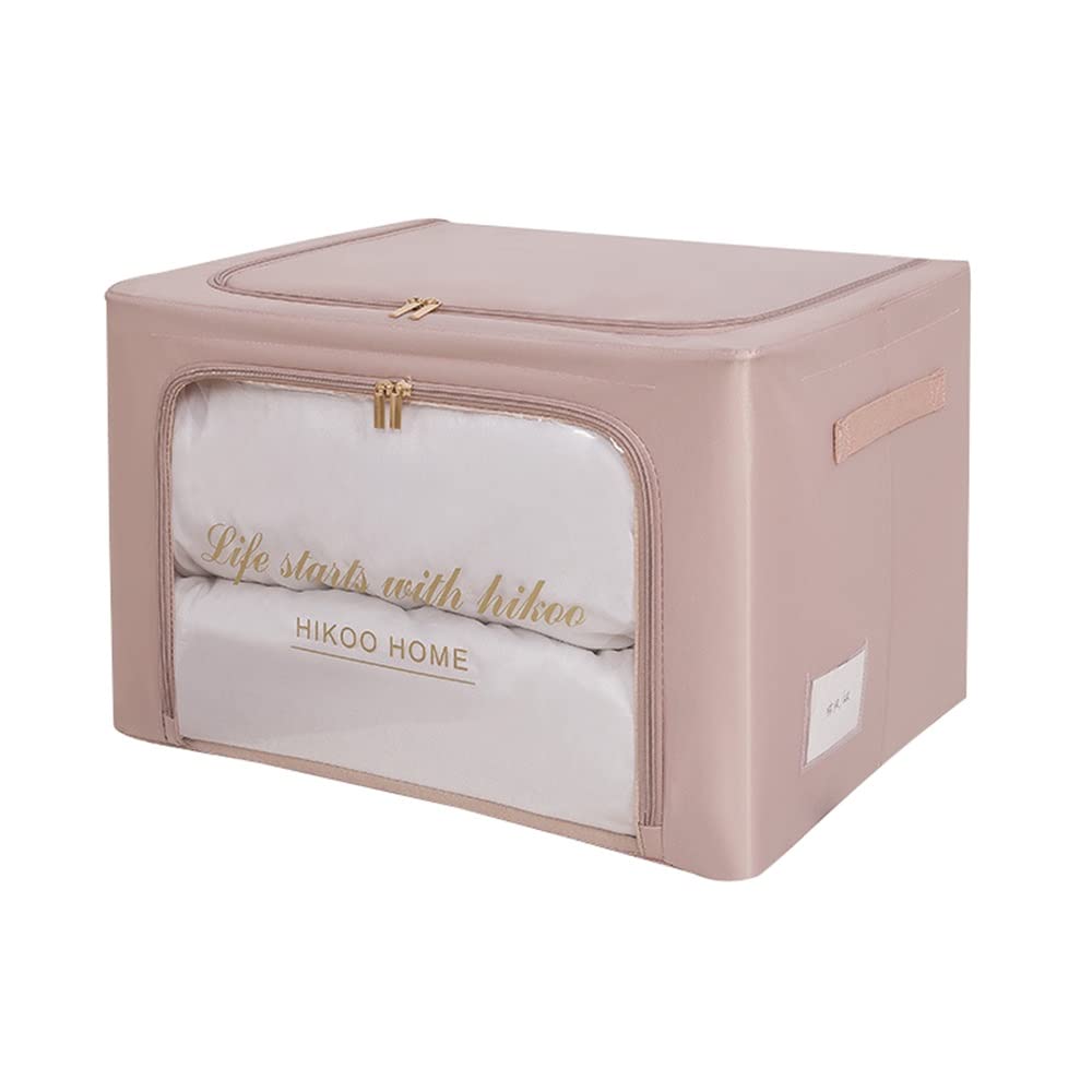 ETRGFTHU Clothes Storage Box Household Large Capacity Quilt Storage Bag Foldable Organizer Under-bed Sundries Storage Moisture and Dustproof(Pink,50cm*40cm*32cm)