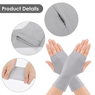 Yolev 4 Paires Gants Sans Doigts Protection UV Femme Gants Longueur Poignet Légers Filles Sunscreen Fingerless Gloves Dames Crème Solaire Antidérapante pour la Conduite en Plein Air en été