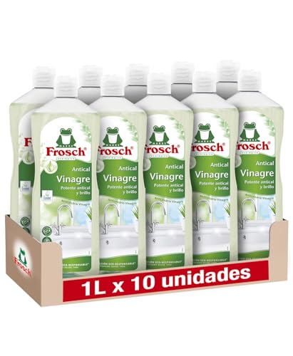 Frosch - Limpiador Antical Ecológico Vinagre, Elimina las Manchas de Cal de Baño y Cocina, Eficacia desincrustrante - Pack de 10 Unidades x 1 L